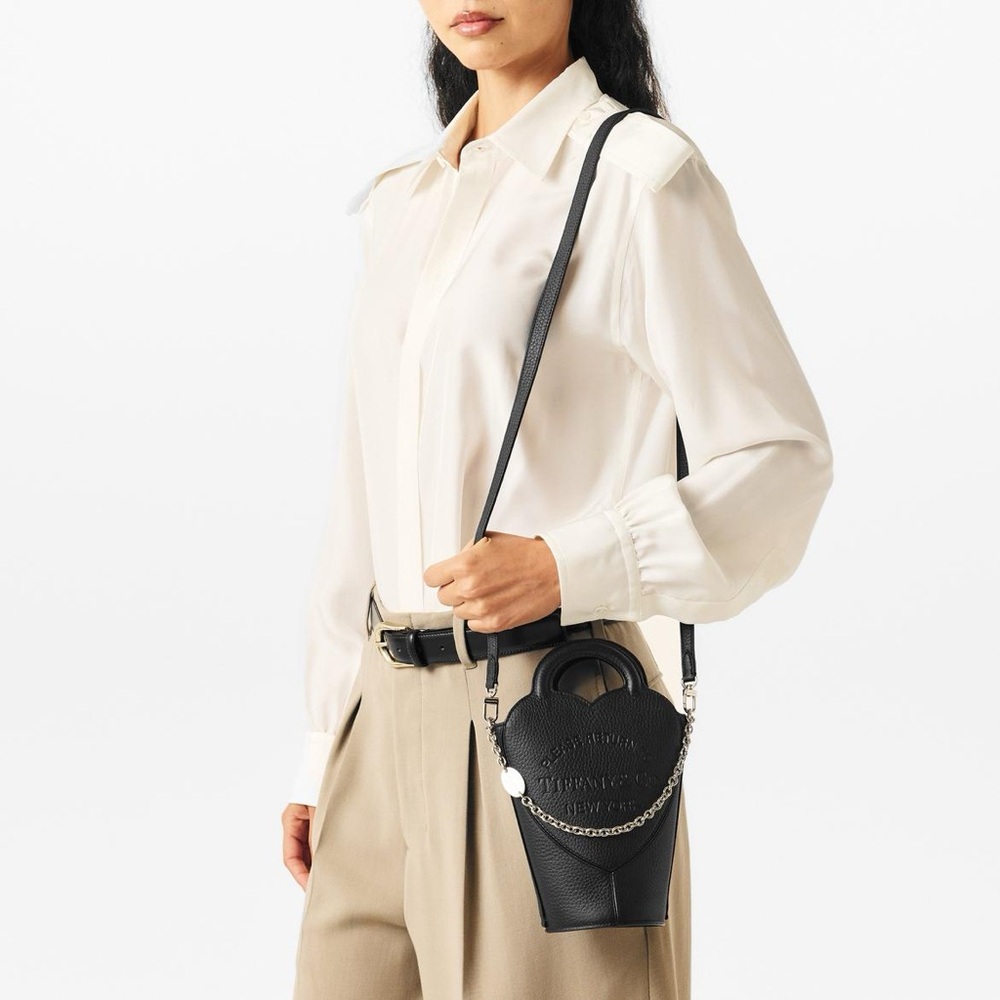 Tiffany & Co. Black Mini bucket Crossbody Bag with Silver Chain